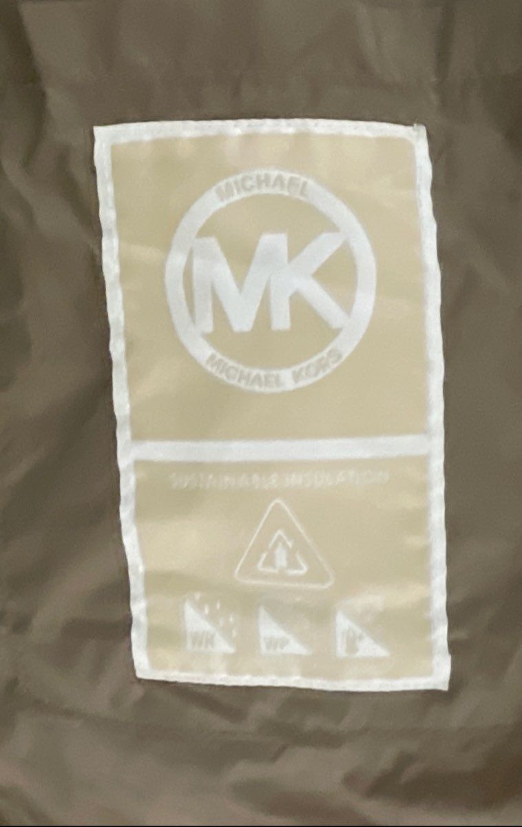 Michael Kors Women's Tan Faux Shearling Trim Quilted Puffer Jacket Sz M