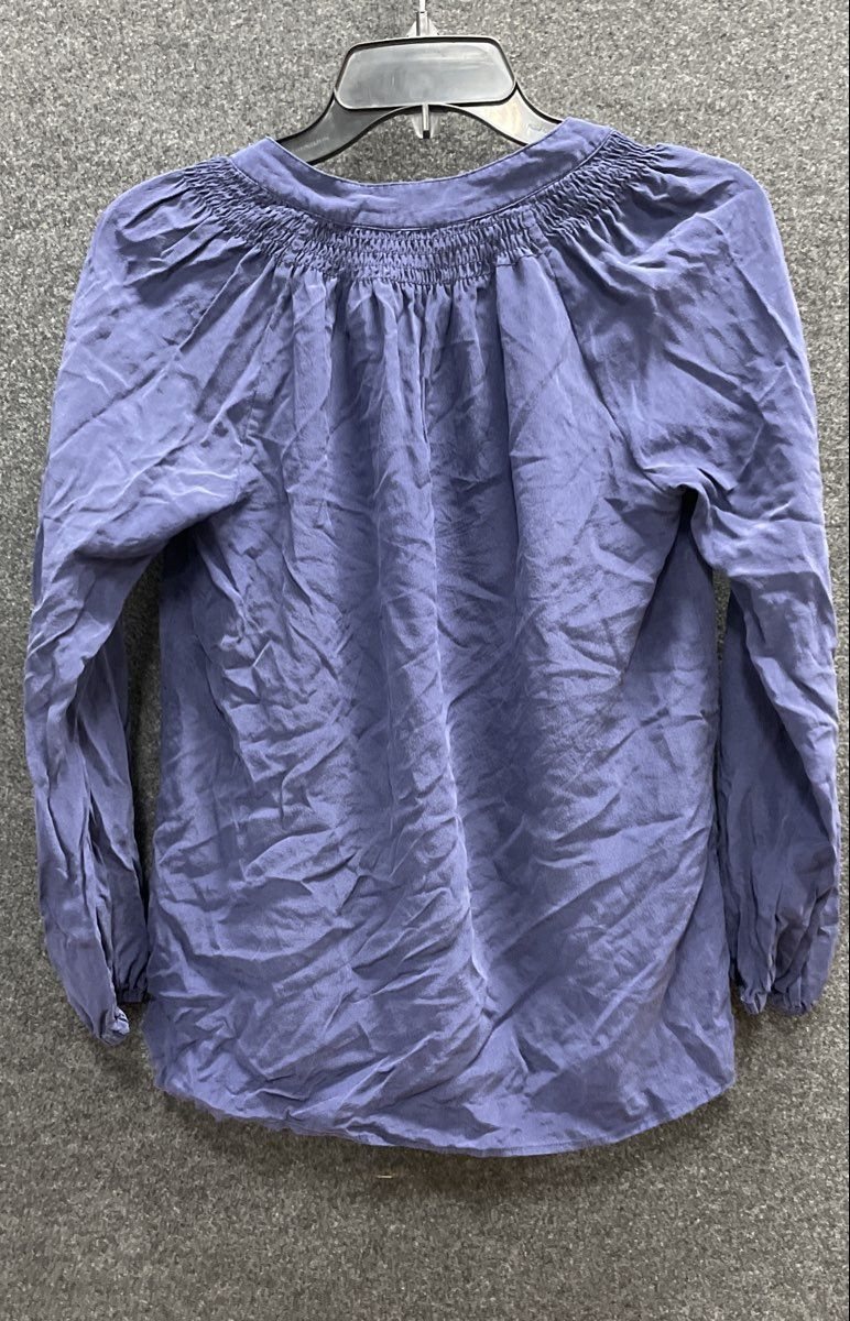 Lilly Pulitzer Women's Navy Blue 100% Silk Smocked Henley Blouse Size XS