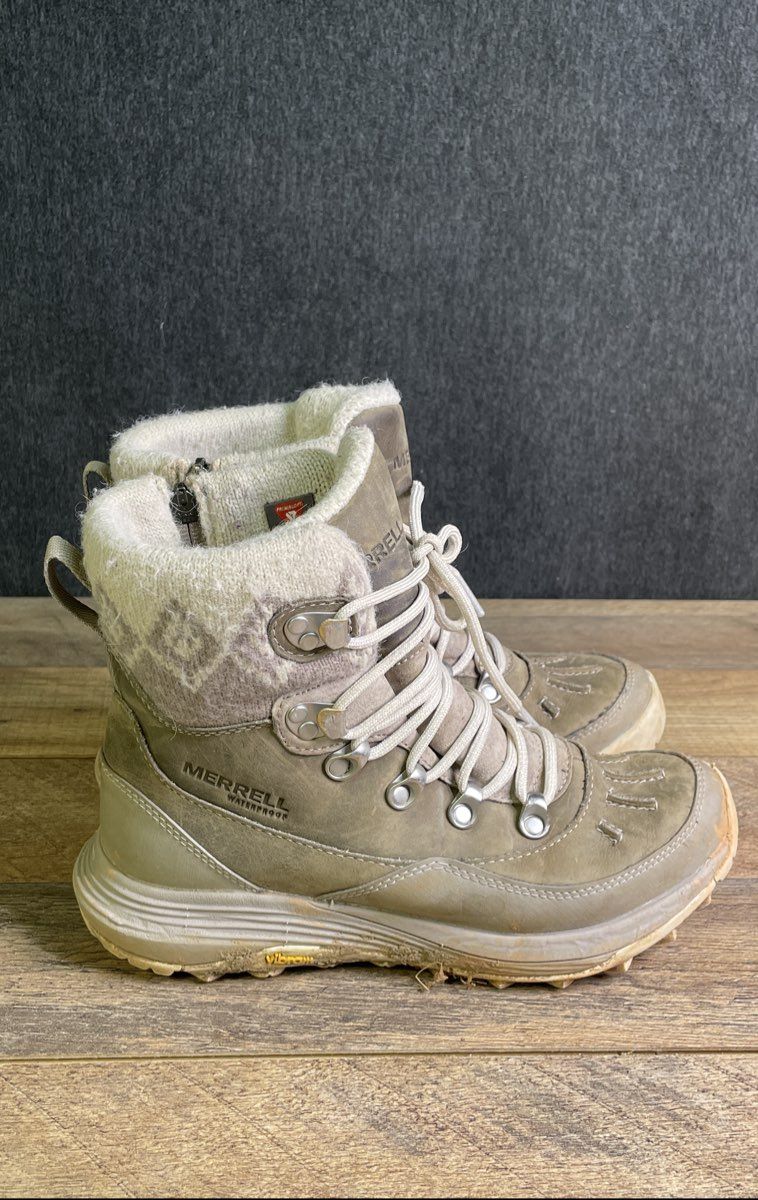 Merrell Siren 4 Thermo Mid Zip Khaki Waterproof Boots Womens Size 6.5