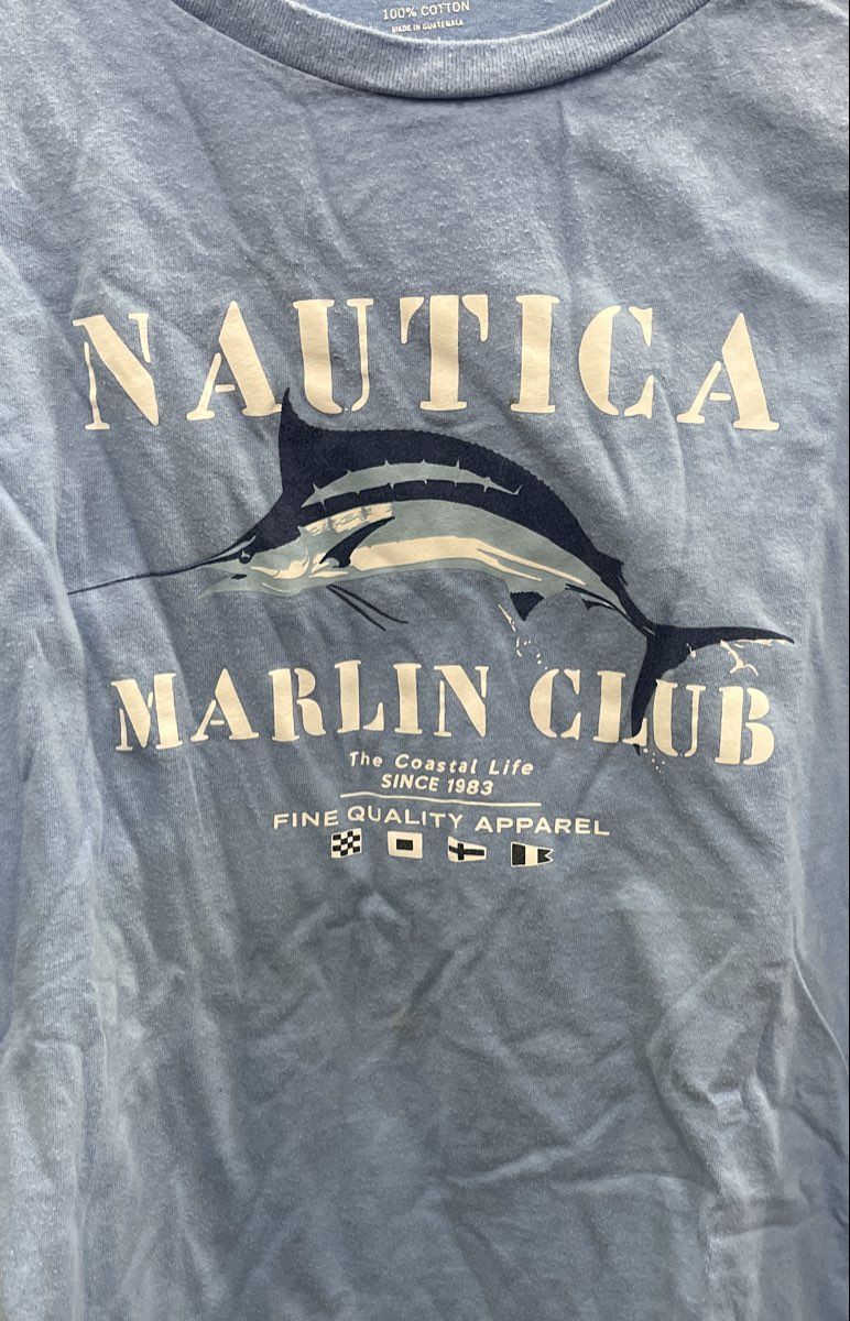 Nautica Men's Light Blue Marlin Club Coastal Graphic T-Shirt Size XXL