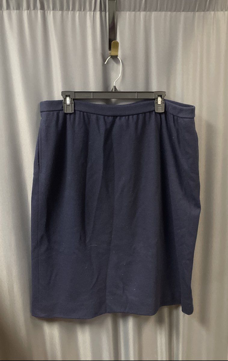 Vintage 90s Bleyle Women's Navy Blue 100% Wool Straight Skirt USA Size 18