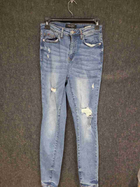 Judy Blue Women's Skinny Fit Distressed Light Wash Multi-Stitch Jeans Sz 5/27