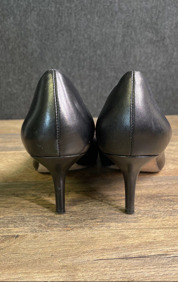 Via Spiga Black Leather Pointed Toe Stiletto Pumps Heels Women's Size 8