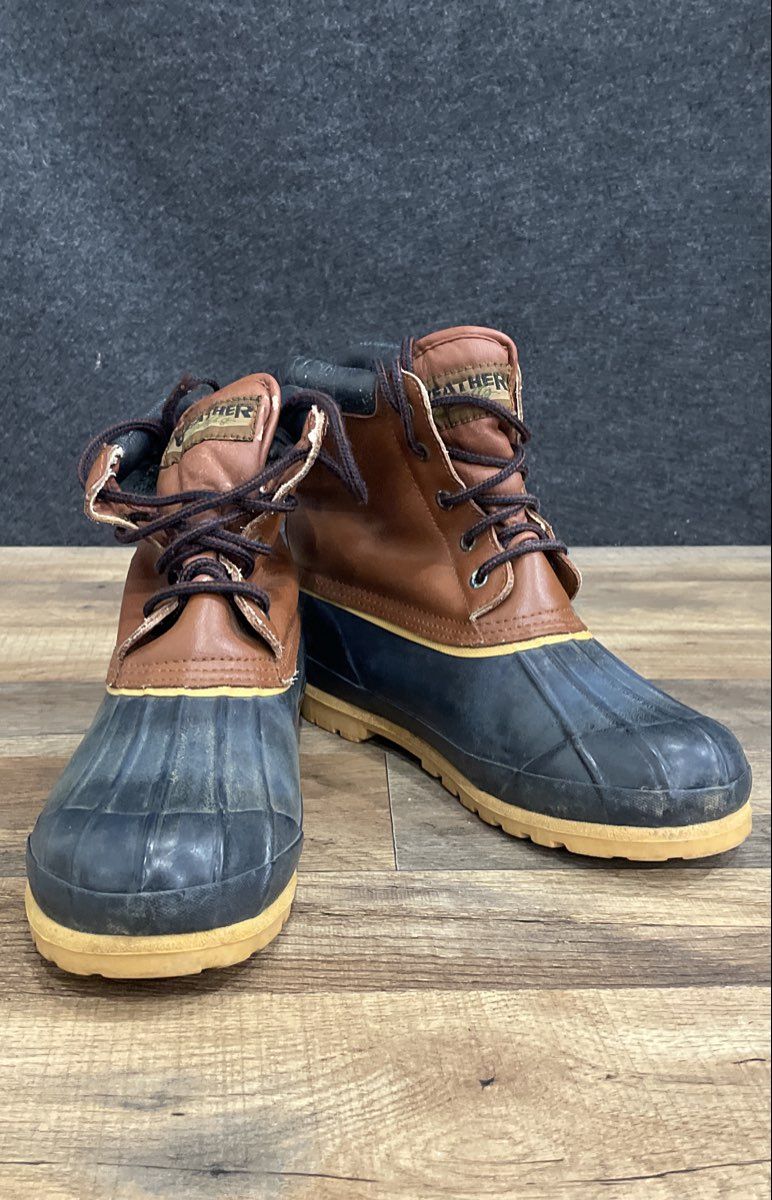 Weather Spirits Brown Black Steel Toe Duck Boots Rain Snow Size 9