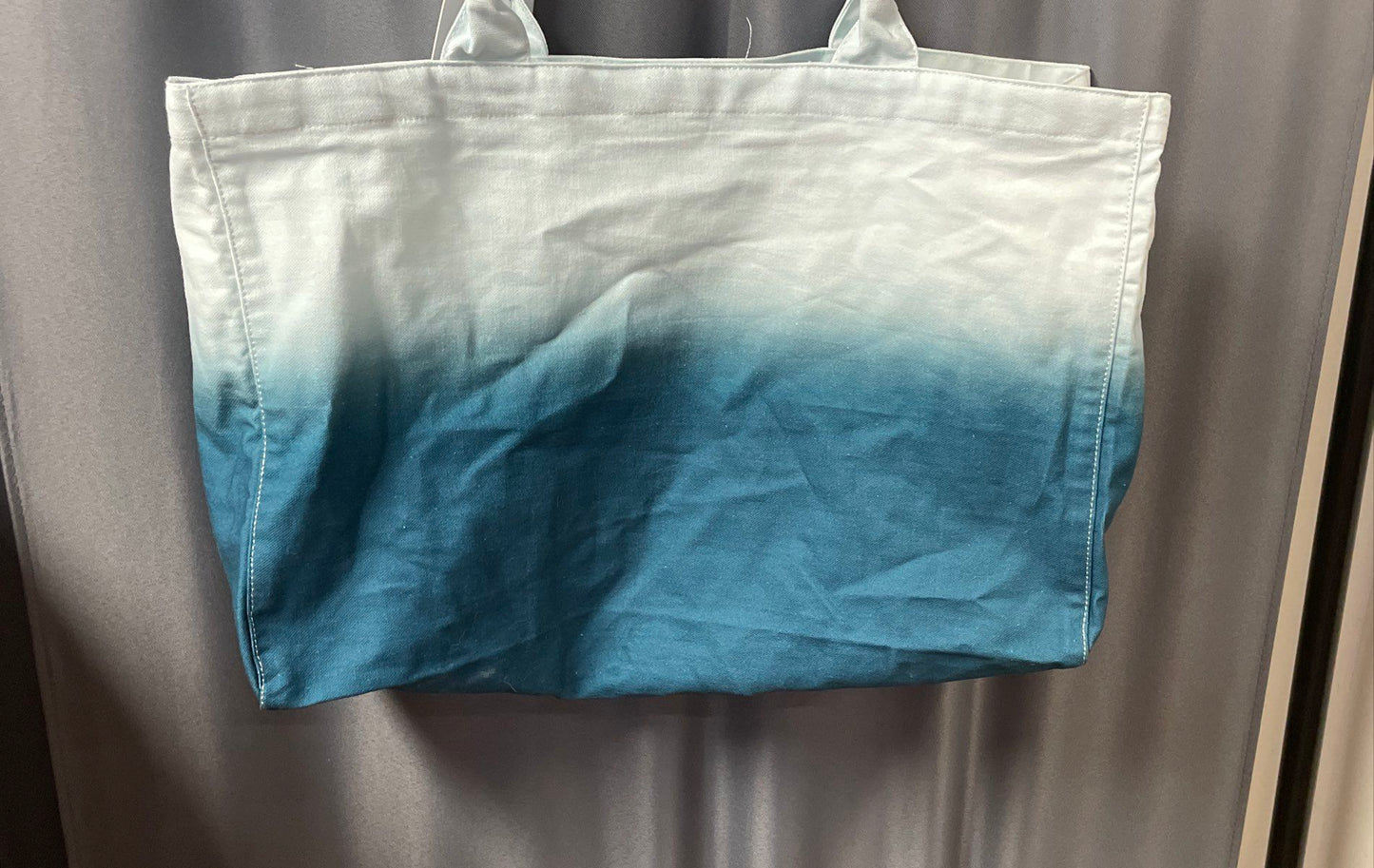 Athleta Blue and White Ombre Cotton Canvas Tote Bag Large NWT