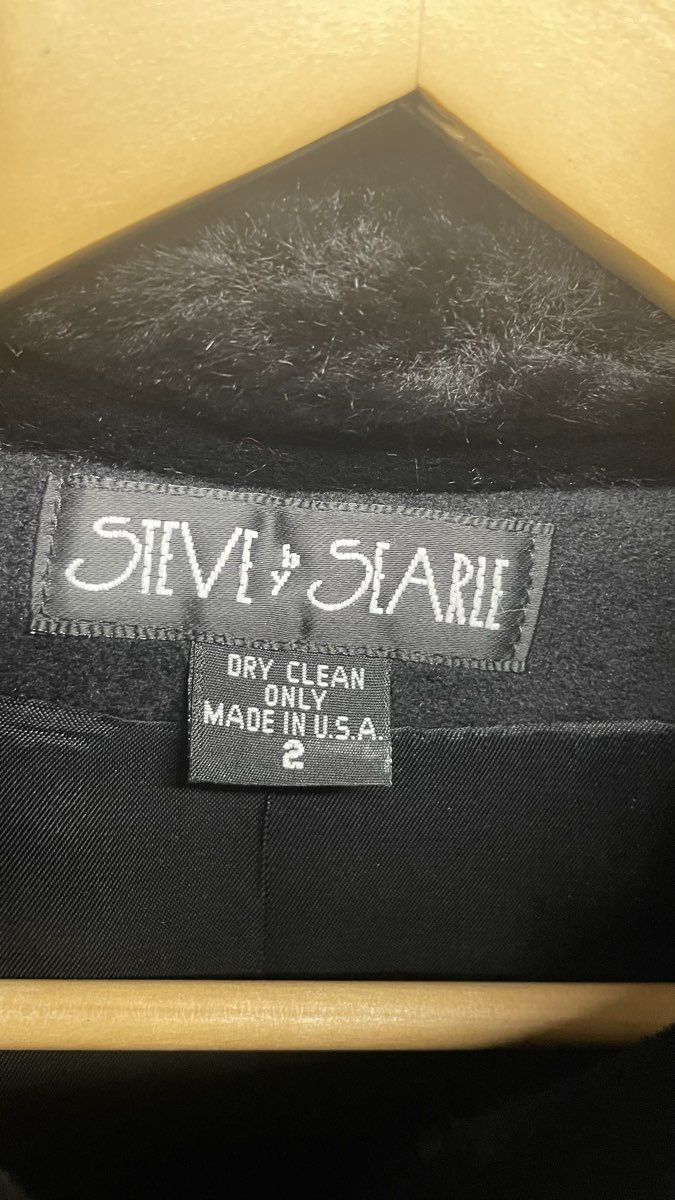 Vintage 90s Steve by Searle Women's Black Wool Coat Faux Fur Trim Sz 2