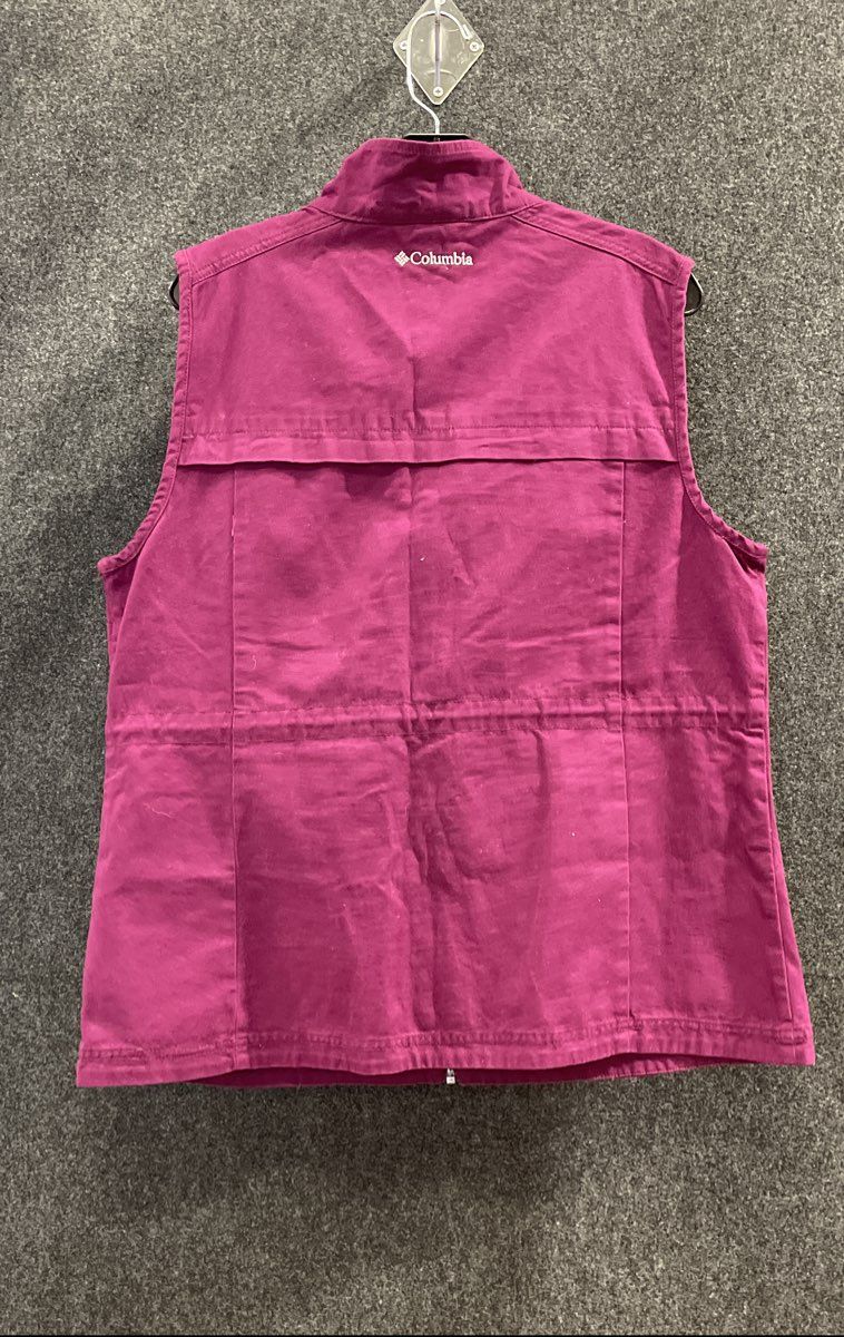 Columbia Women's Purple Full Zip Cotton Utility Vest Cargo Pockets Vented Sz XL