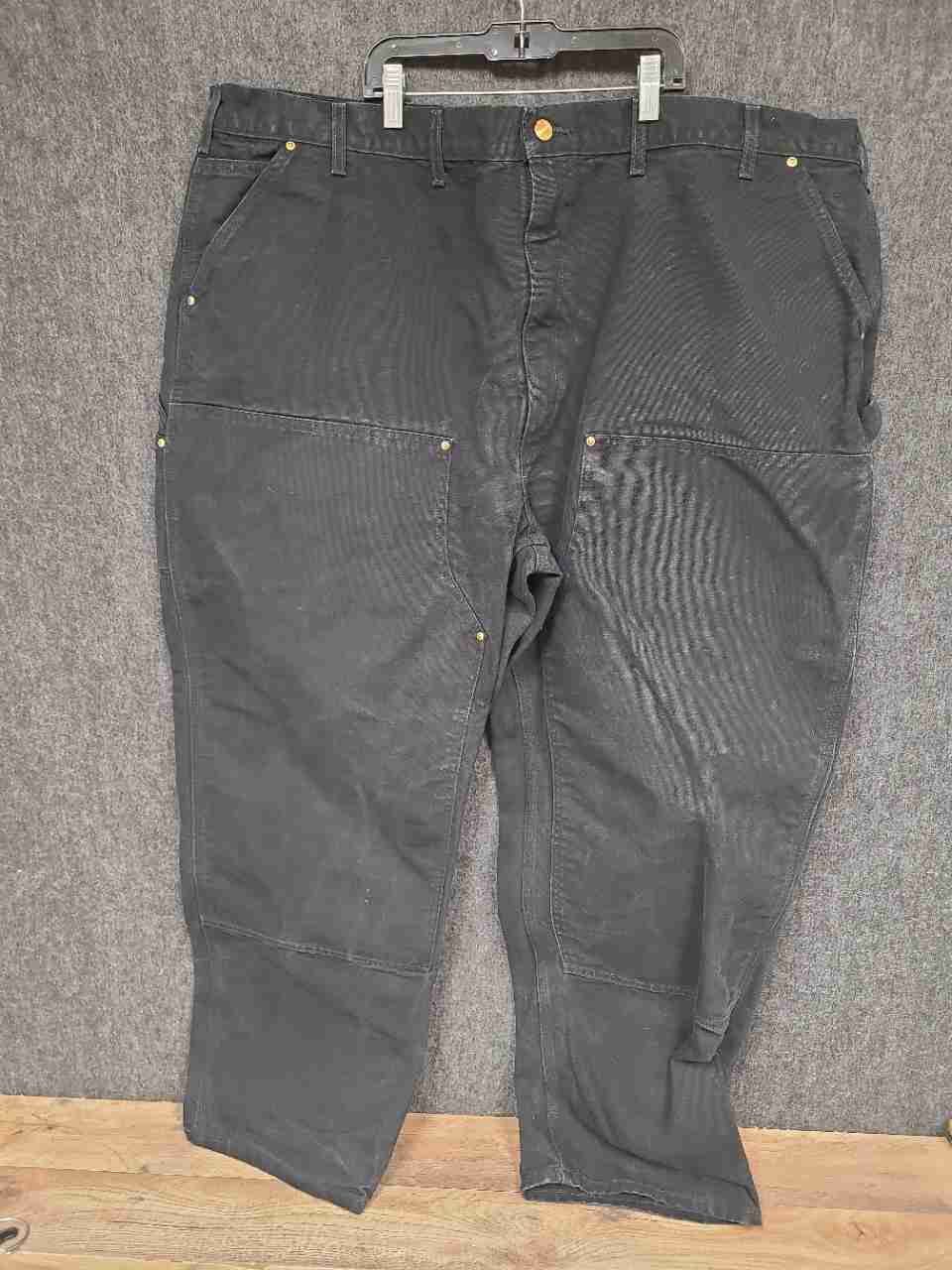 Carhartt Men's Black Double Knee Logger Work Pants Made in USA Sz 50x30