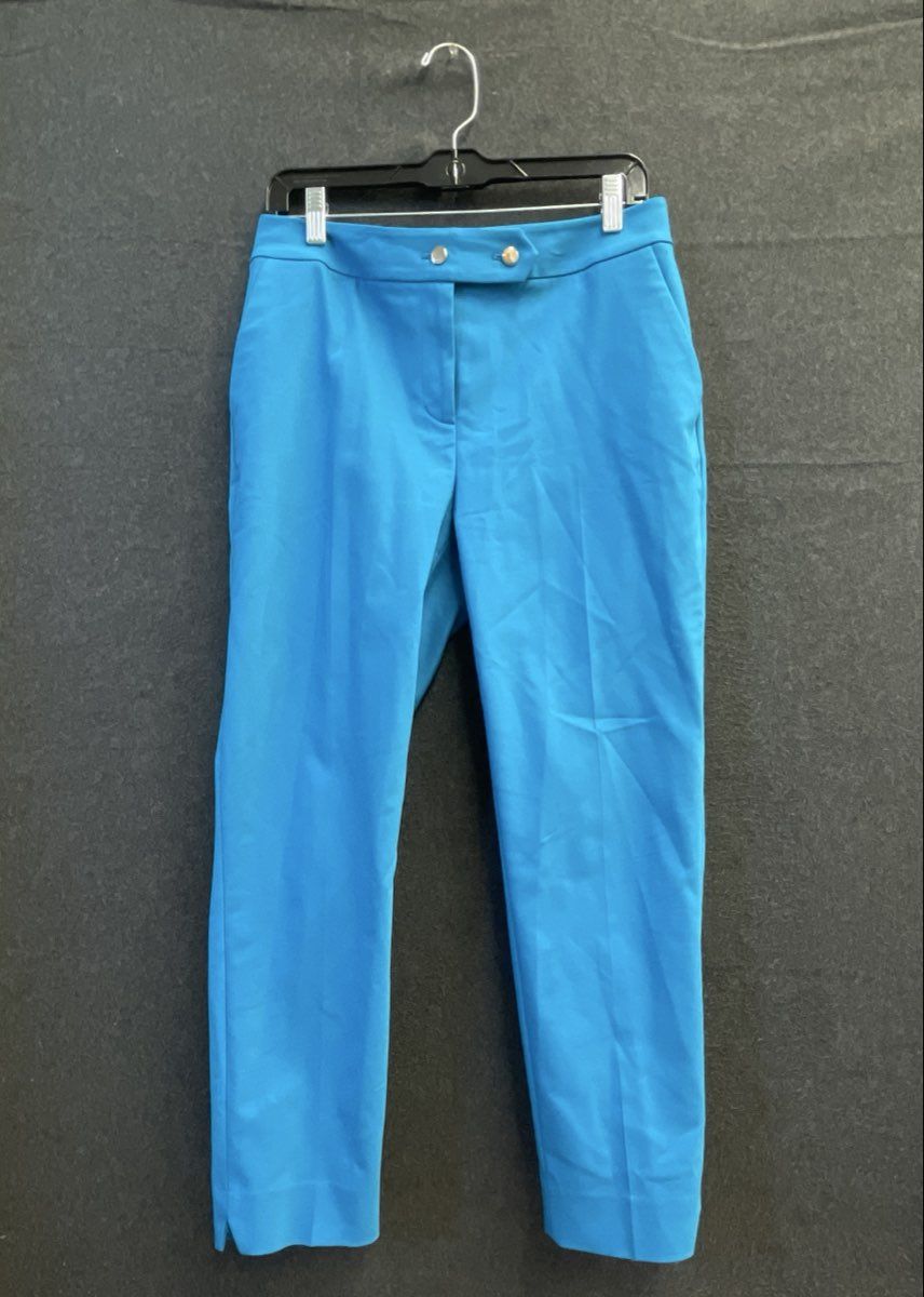 Calvin Klein Women's Blue Single Button Blazer Tapered Pant Suit Set Sz 8