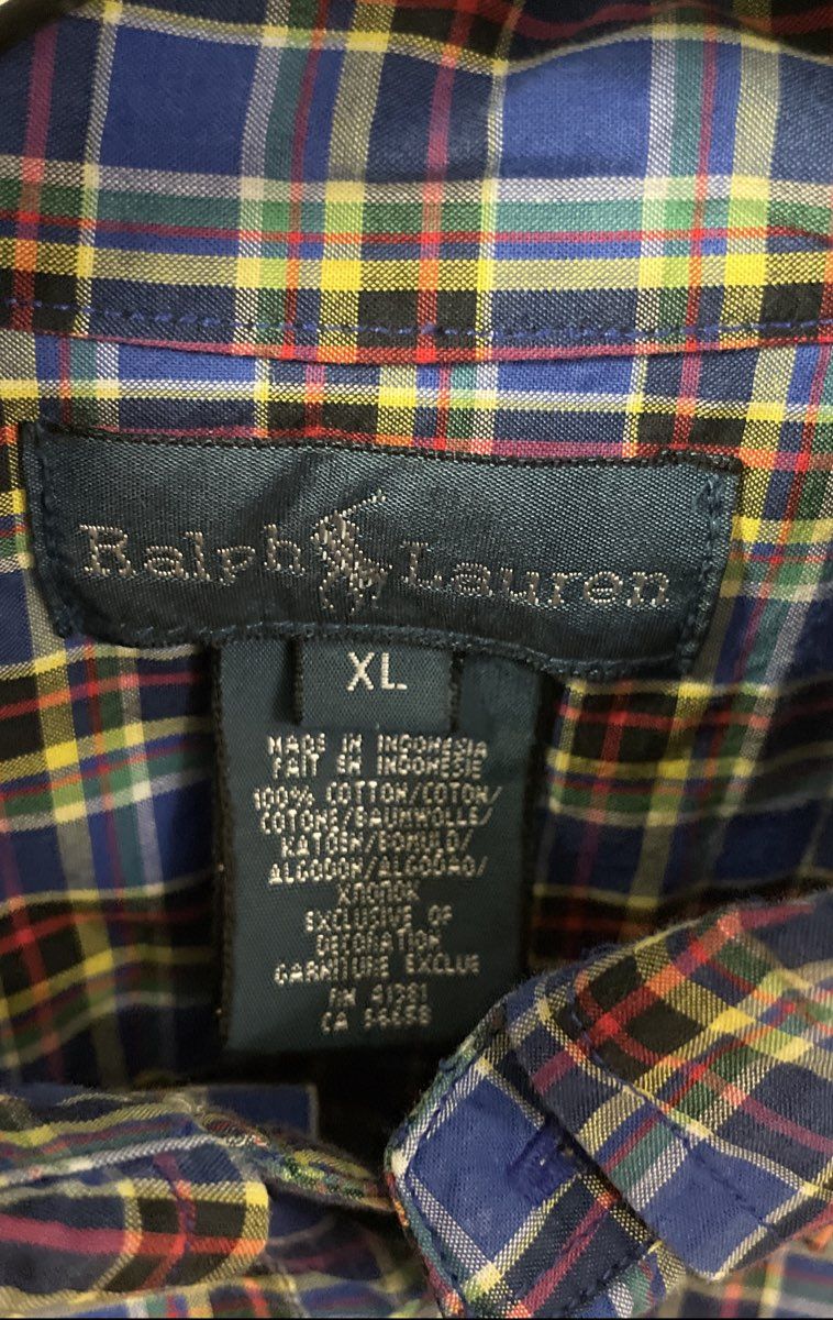 Ralph Lauren Men's Blue Yellow Plaid Long Sleeve Button Down Shirt Size XL