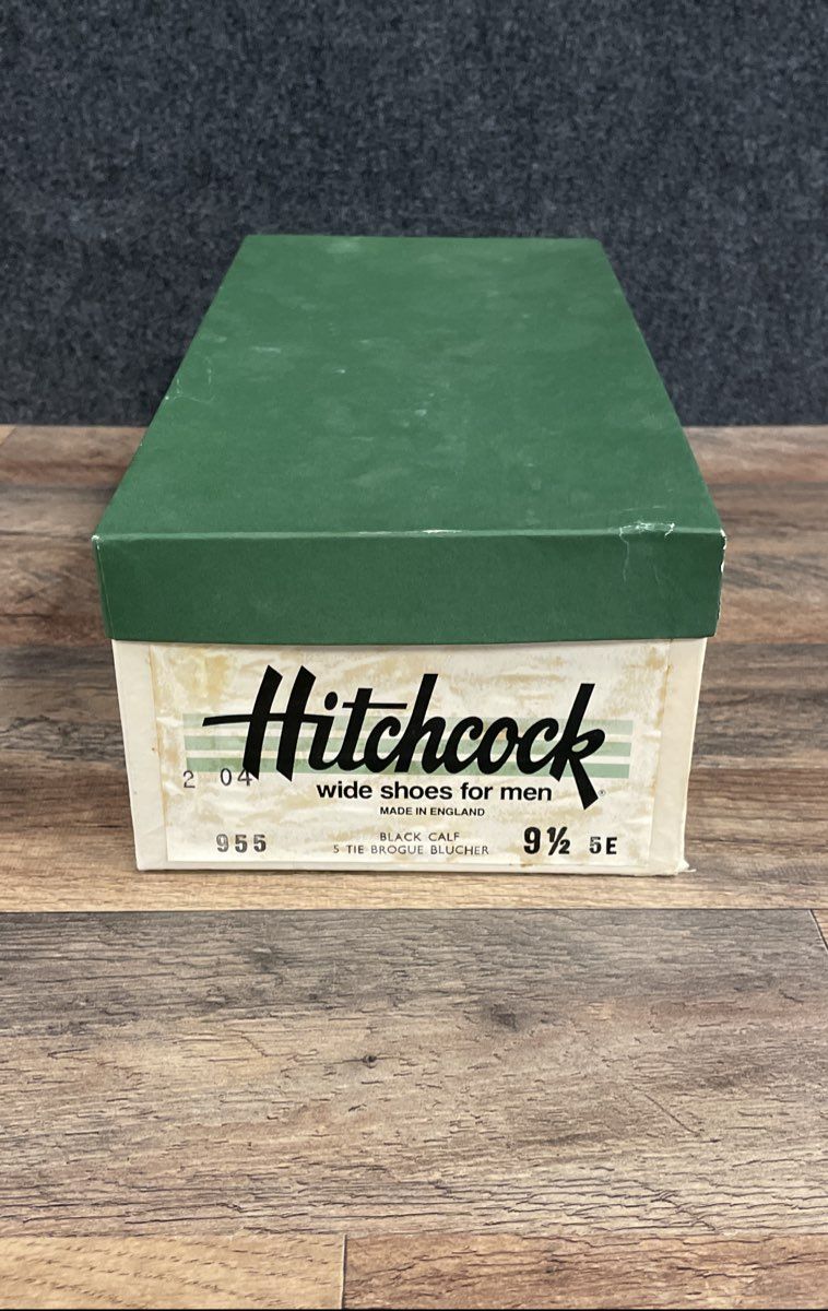 Hitchcock 955 5 Tie Brogue Blucher Black Calf Wingtip Dress Shoes Size 9.5 5E