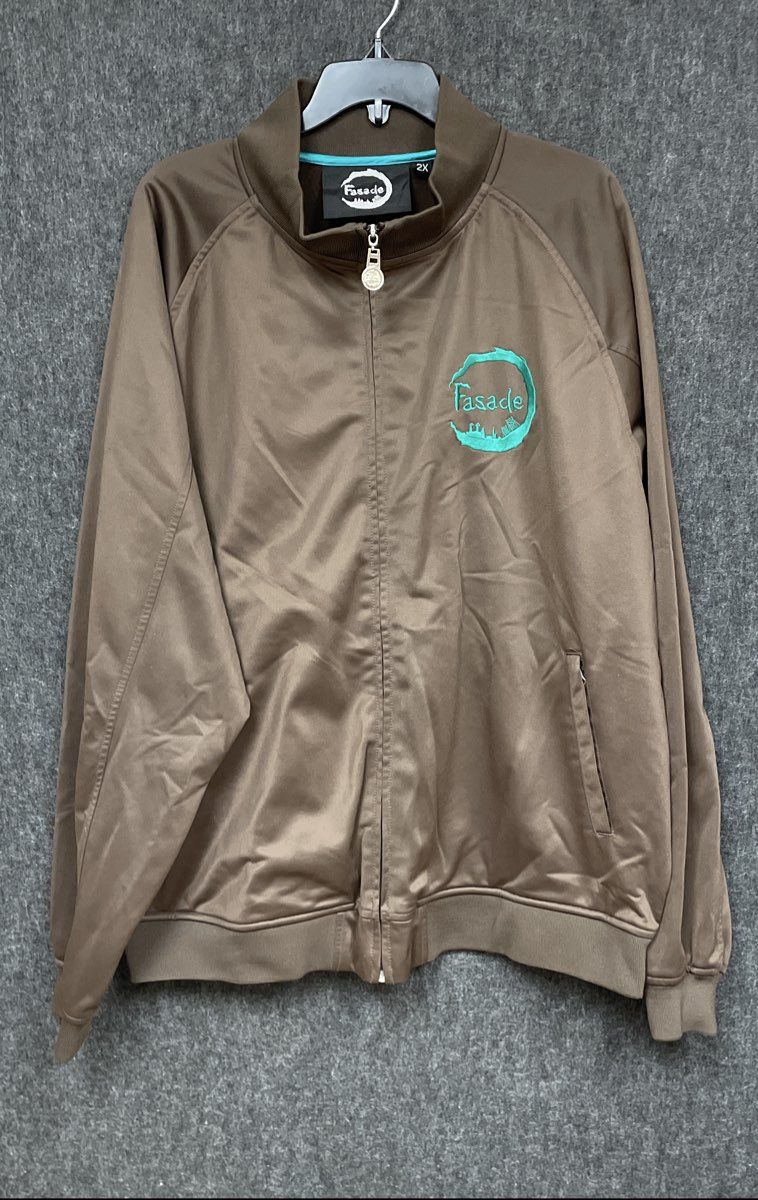 Vintage Y2K Fasade Men's Track Jacket Brown Full Zip Embroidered Graphic 2X