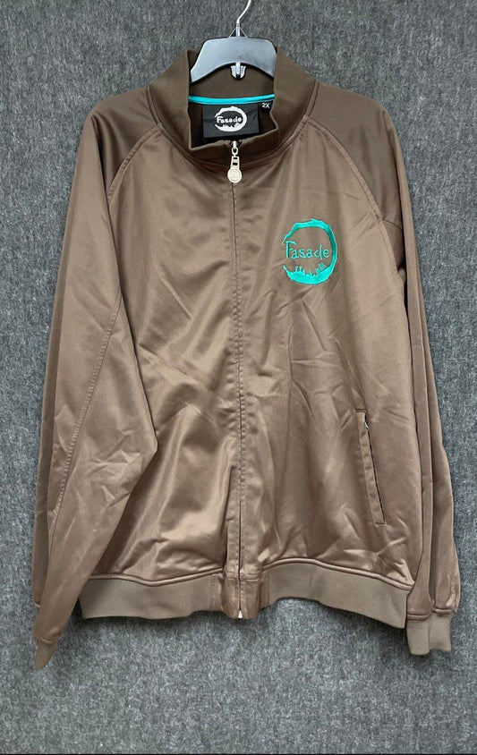 Vintage Y2K Fasade Men's Track Jacket Brown Full Zip Embroidered Graphic 2X