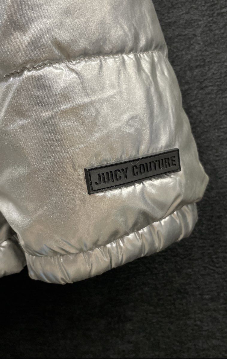 Juicy Couture Black Label Women's Silver Metallic Hooded Puffer Coat NWT Size M