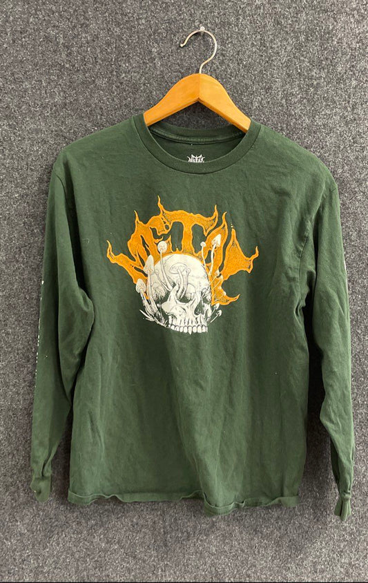 Men's Size L Green Metal Metal Mushroom Logo Longsleeve