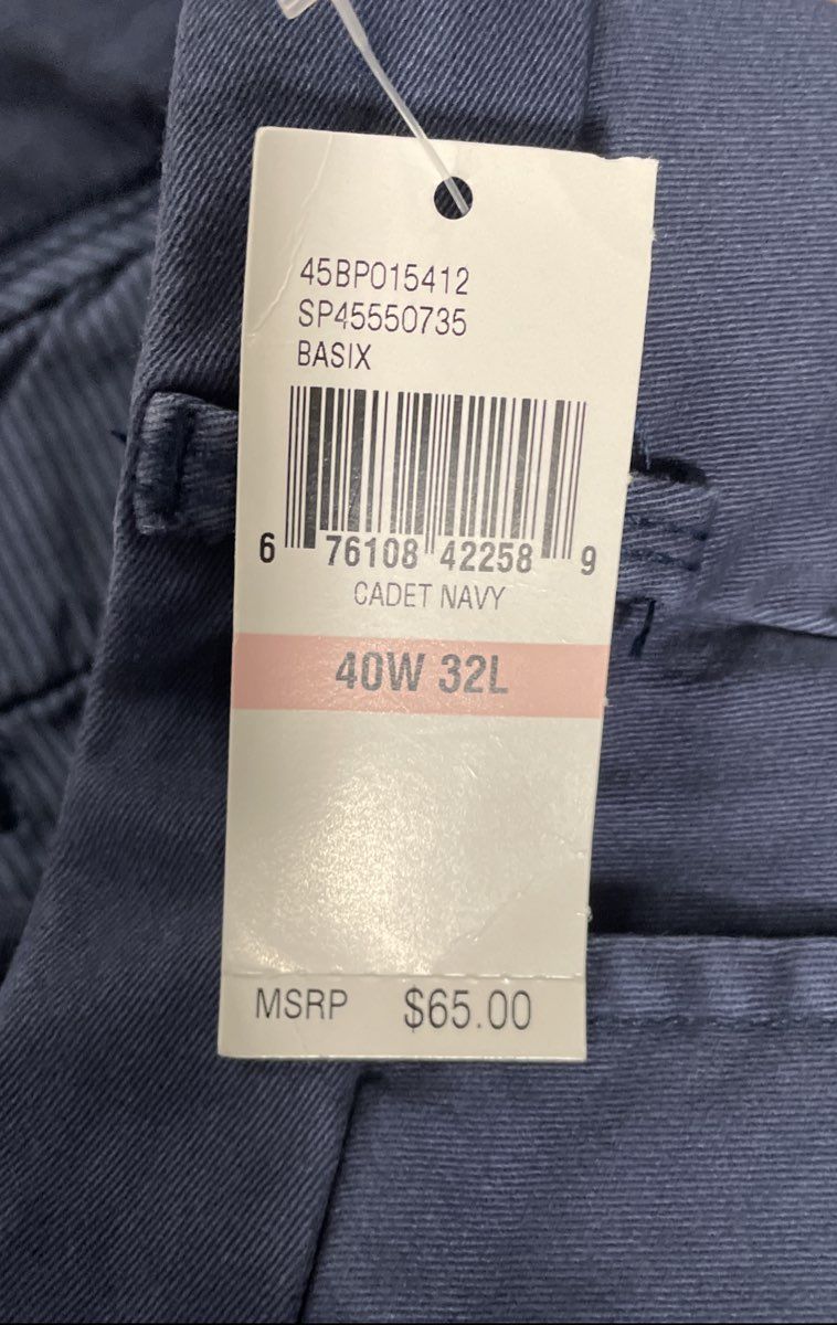 Izod Men's Saltwater Stretch Chino Pants Cadet Navy Blue Slim Fit 40x32 NWT