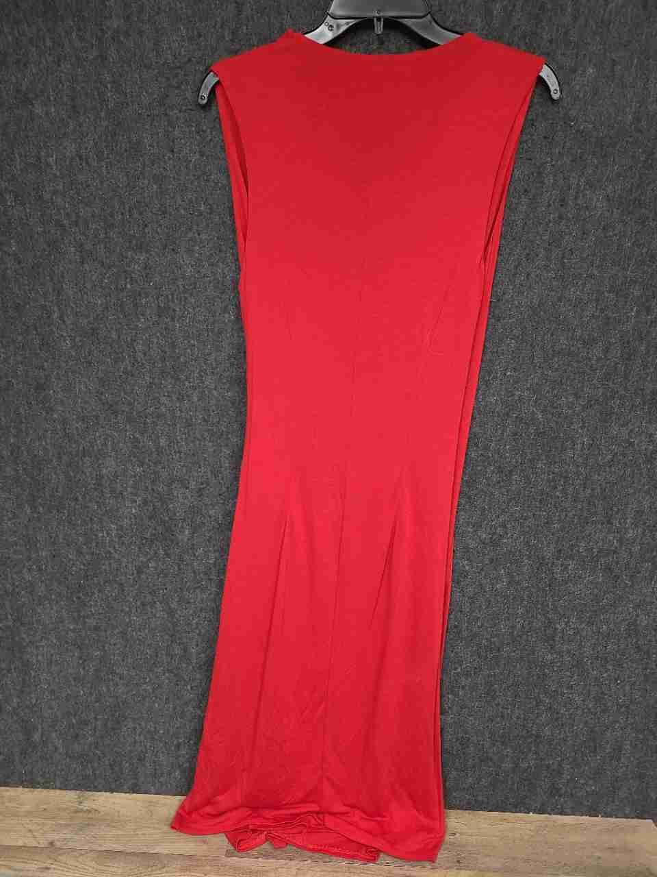 Lauren Ralph Lauren Women's Red Sleeveless Faux Wrap Ruched Viscose Dress Sz M
