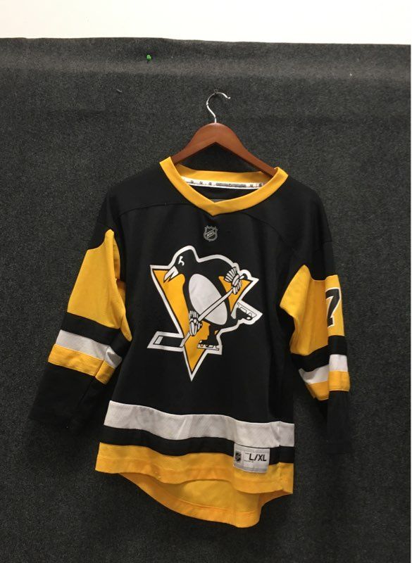 NHL Boys Pittsburgh Penguins Evgeni Malkin #71 Hockey Jersey Black Gold Sz L/XL