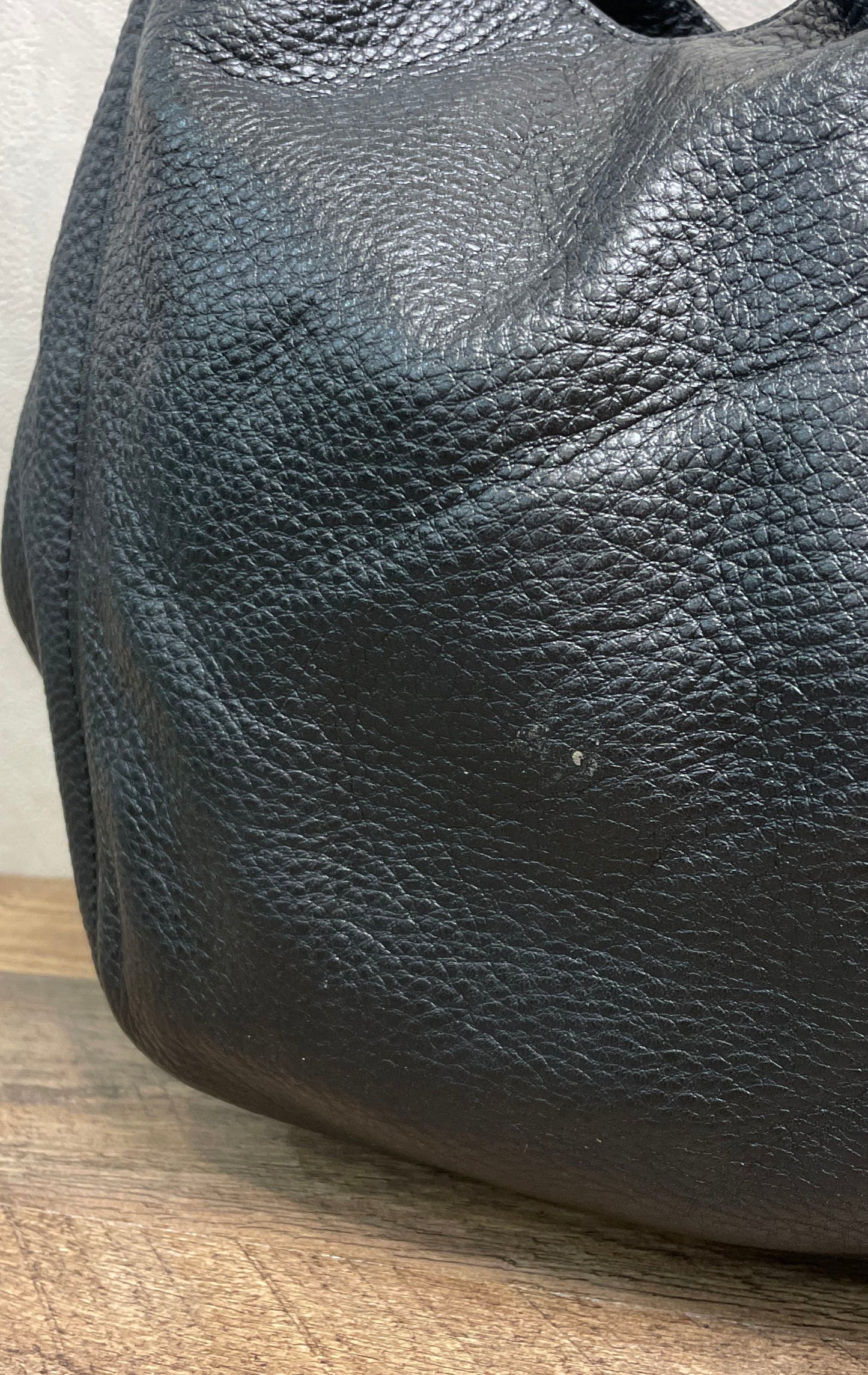 Michael Kors Black Pebbled Leather Fulton Large Hobo Bag Gold Hardware