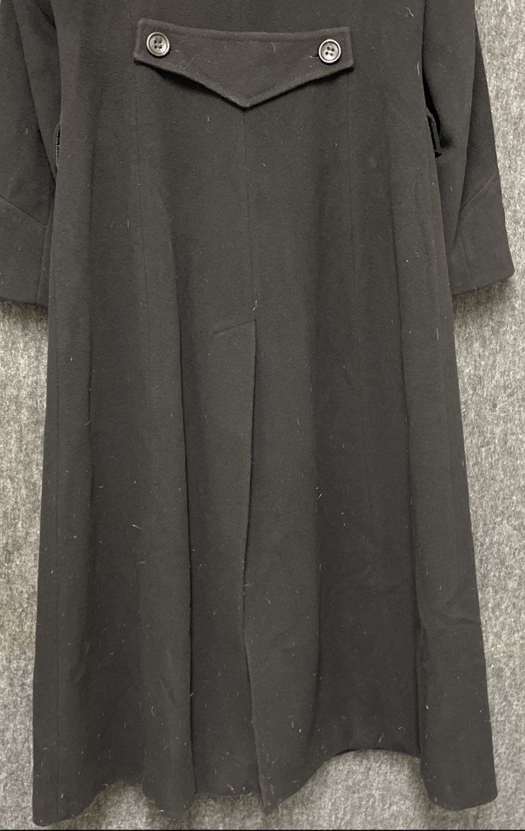 DKNY Women's Black Wool Blend Long Walking Overcoat Pea Coat Jacket Sz 12