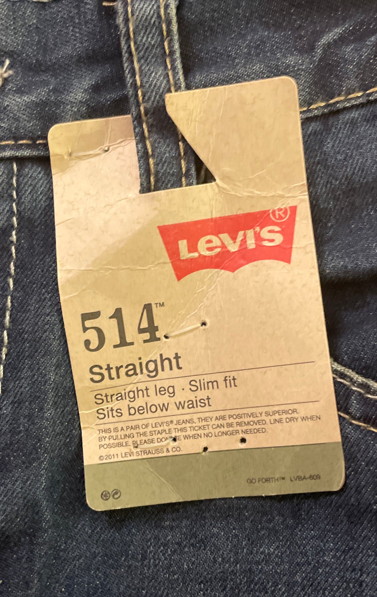 Levi's Boys' 514 Straight Fit Blue Distressed Riptorn Jeans Sz 18 29x29 NWT