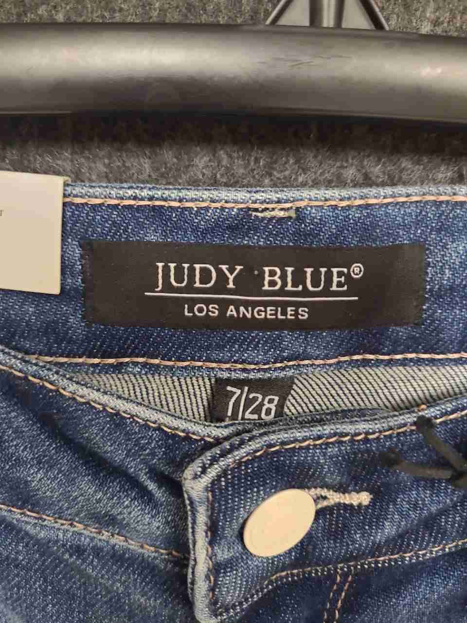 Judy Blue Women's Blue Rainbow Pocket Distressed High Rise Jeans Sz 7/28 NWT