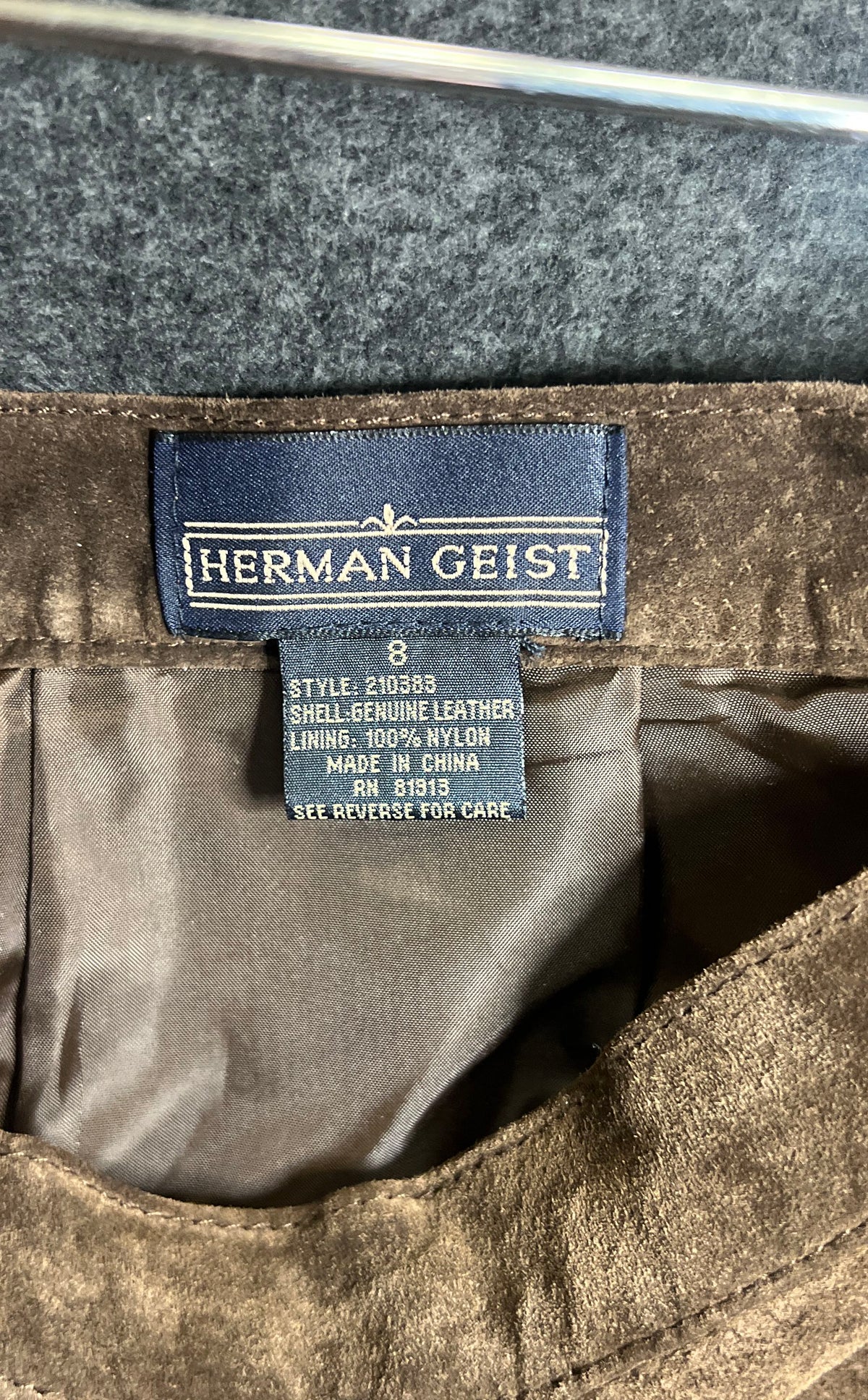 Vintage 90s Herman Geist Women's Brown Suede Leather Pants High Rise NWT Sz 8