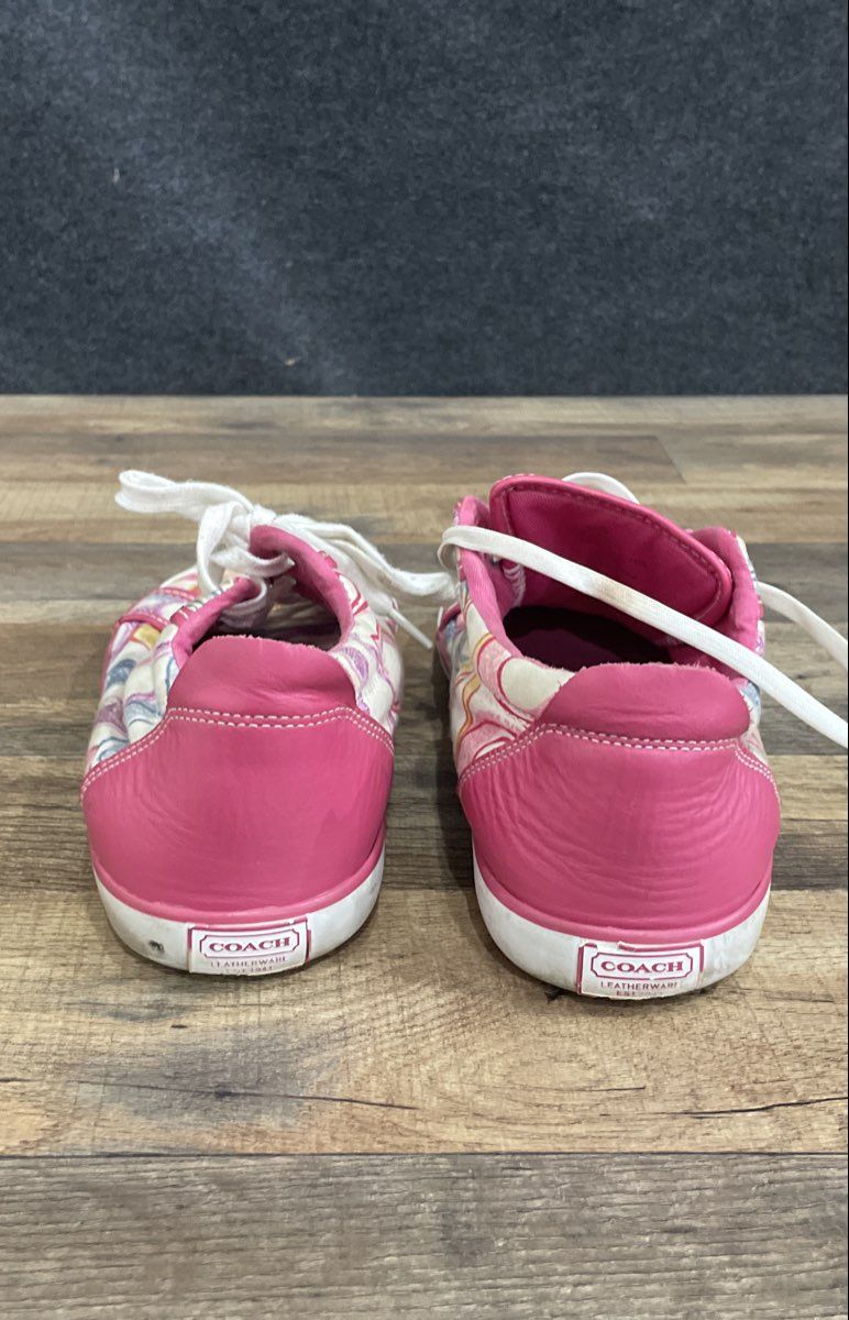 Coach Barrett Pink Multi Optic Signature Canvas Sneakers Women's Size 10B