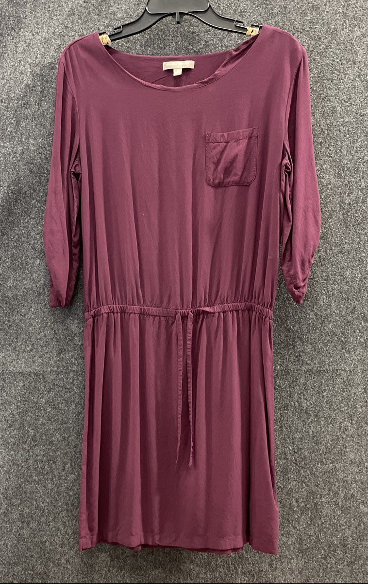 Banana Republic Women's Burgundy Viscose Short Sleeve Pocket Dress Sz S