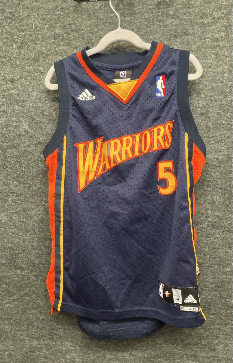 Adidas Kids Golden State Warriors Baron Davis #5 Navy Basketball Jersey Sz M