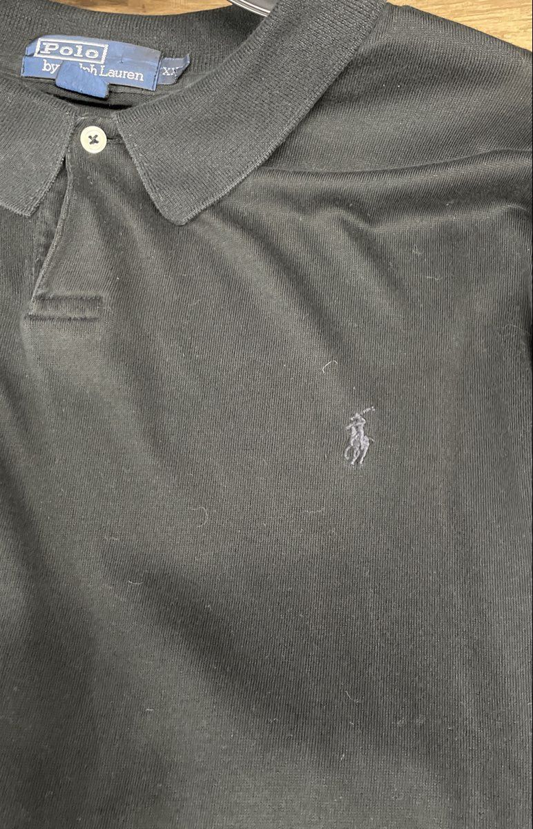 Vintage Polo Ralph Lauren Men's Black Long Sleeve Cotton Polo Shirt Sz XXL