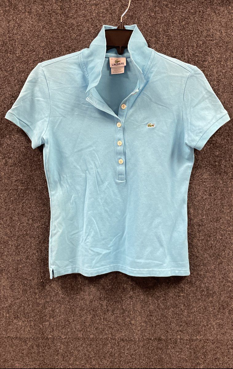 Lacoste Women's 4811L Light Blue Stretch Pique Short Sleeve Polo Shirt Sz 40