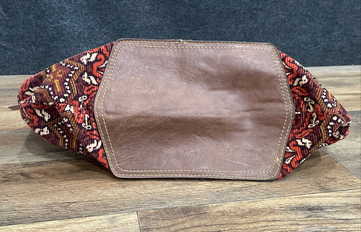 Axcess Red Tapestry Boho Corduroy Hobo Shoulder Bag Large