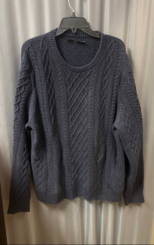 J. Crew Men's Navy Blue 100% Cotton Cable Knit Crewneck Sweater Sz XL