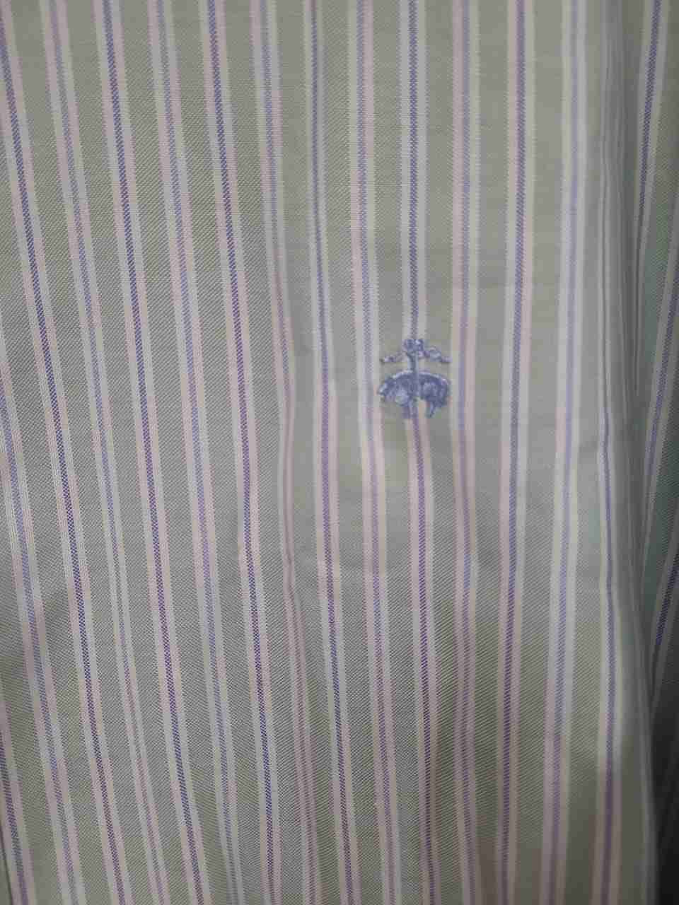 Brooks Brothers Men's Green Striped Slim Fit Supima Cotton Non-Iron Shirt Sz XXL