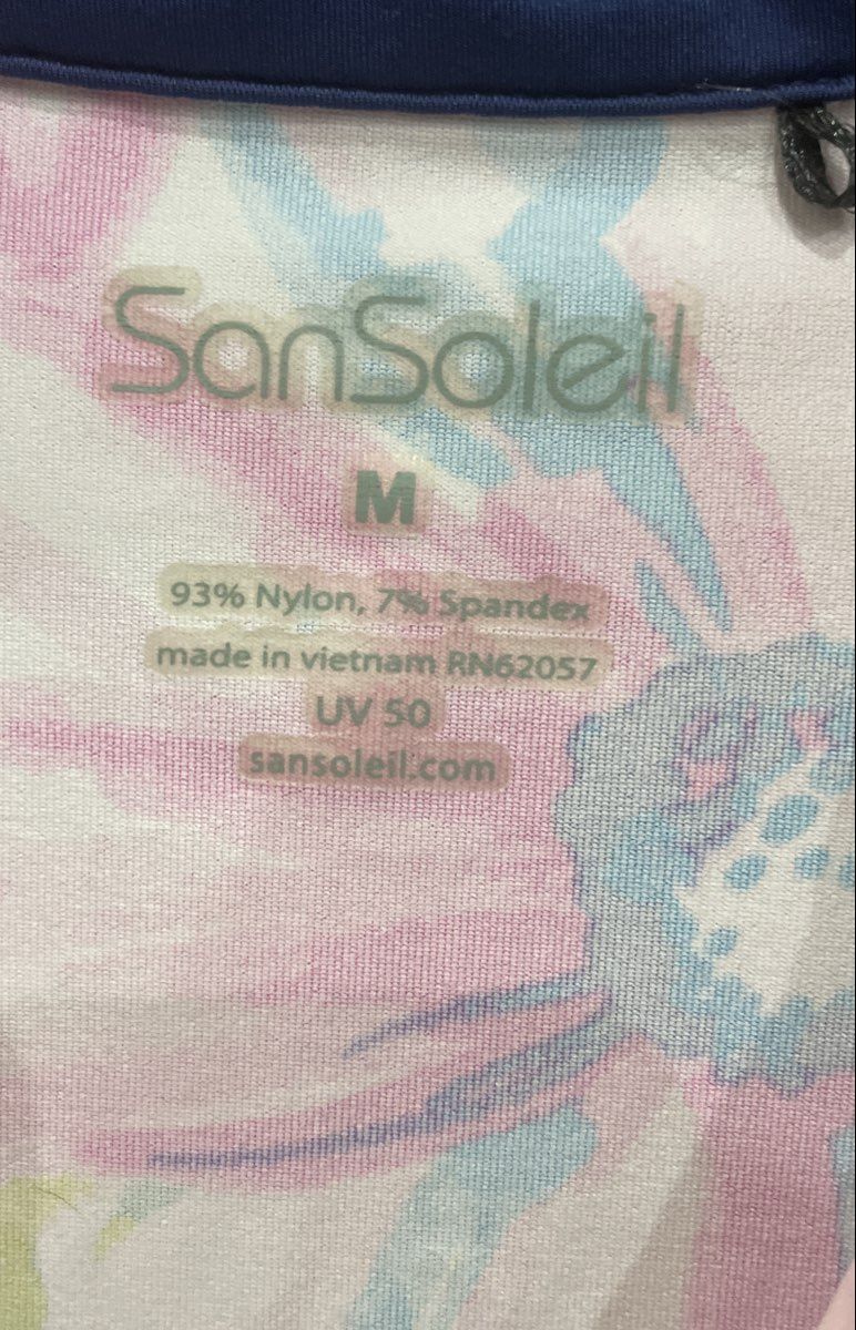 San Soleil Women's White Floral UV 50 Golf Tennis Sheath Mock Neck Dress Sz M