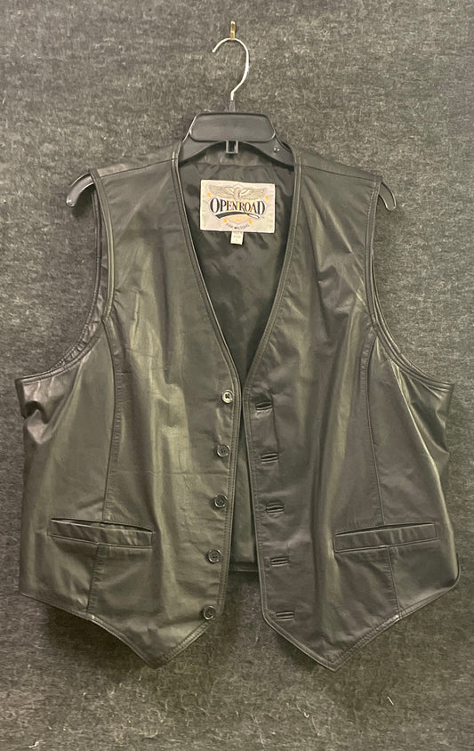 Vintage Y2K Open Road Wilsons Men's Black Leather Biker Vest Size L