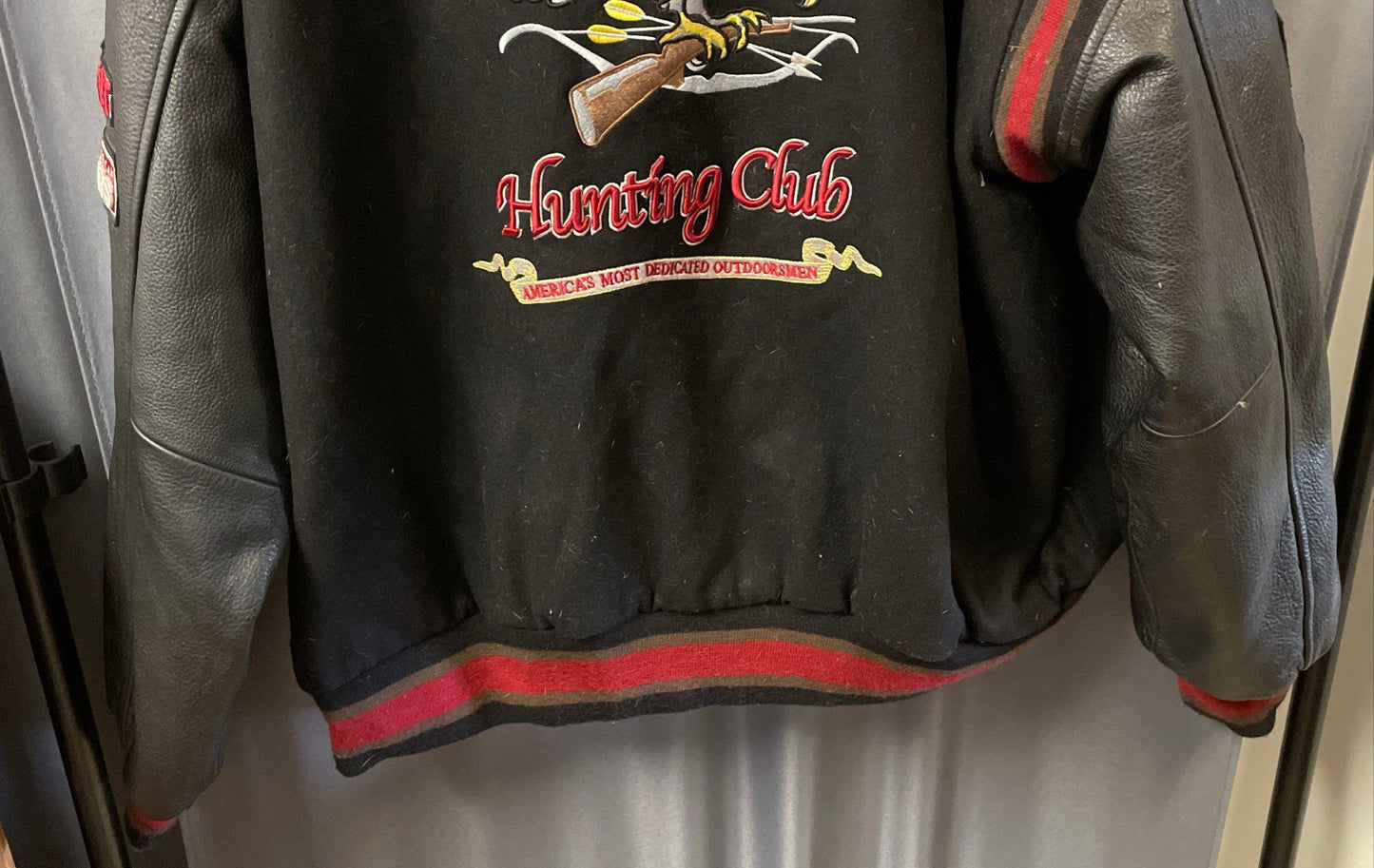 North American Hunting Club Men's Black Wool Leather Varsity Jacket Eagle XXL
