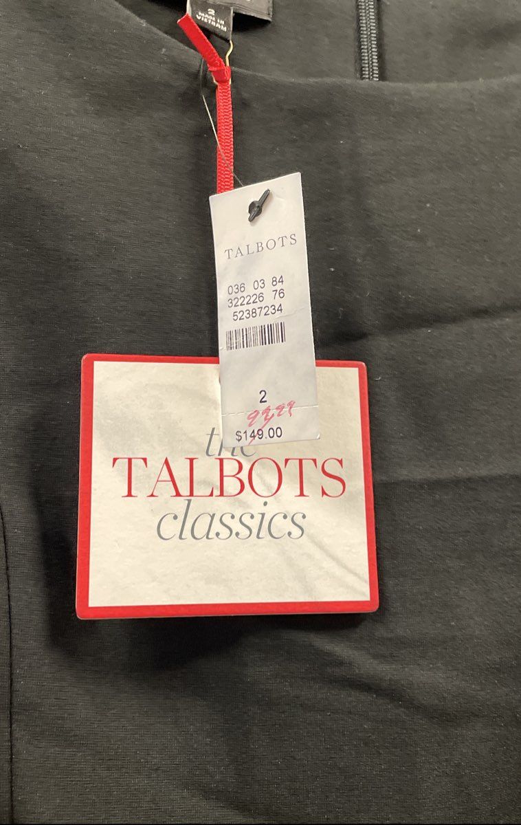 Talbots Women's Black Lace Sleeve Fit and Flare Dress NWT Size 2