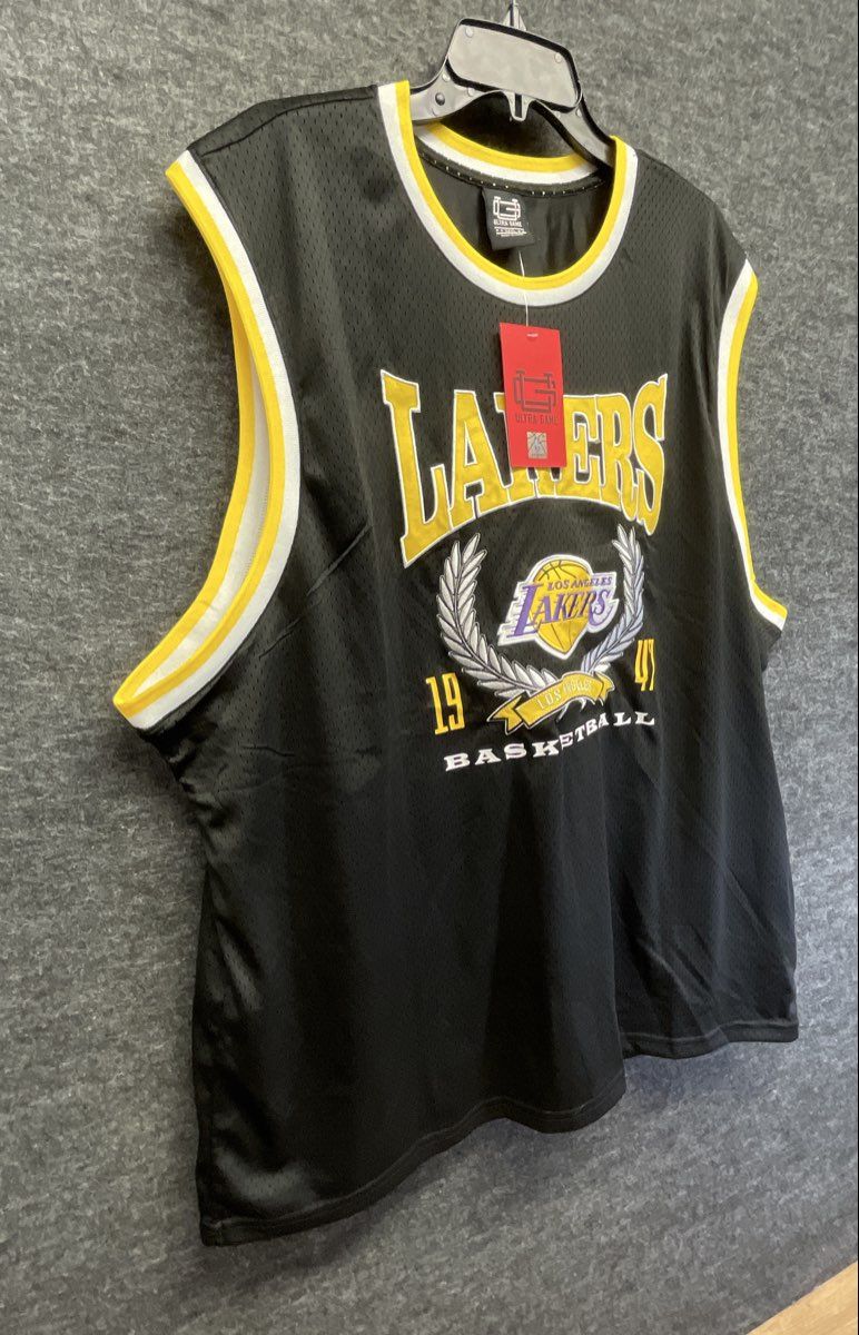 Ultra Game Men's Los Angeles Lakers Basketball Jersey Black Embroidered 3XL NWT