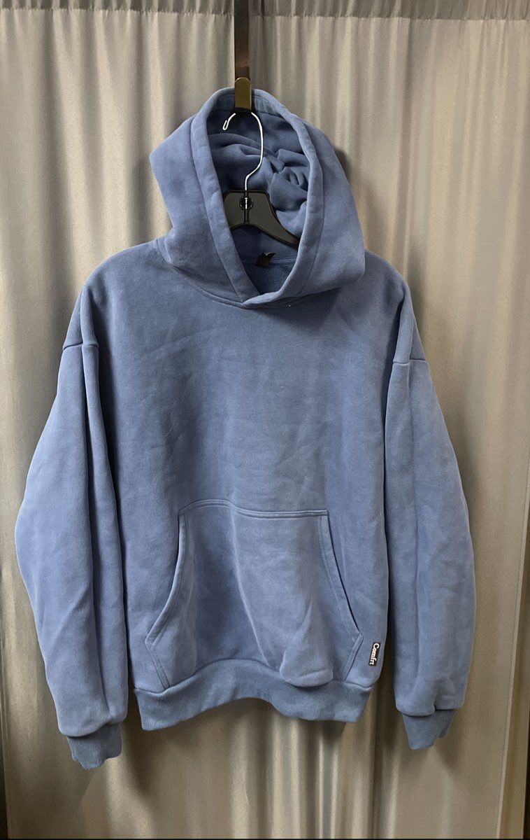 Comfrt Unisex Pullover Hoodie Blue Heavyweight Fleece Relaxed Fit Sz S