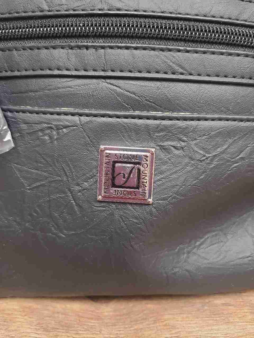 Stone Mountain Black Bonded Leather Irene Hobo Crossbody Bag NWT