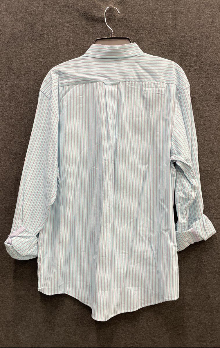 Izod Men's Blue Striped Long Sleeve Button Down Shirt 100% Cotton NWT Sz L