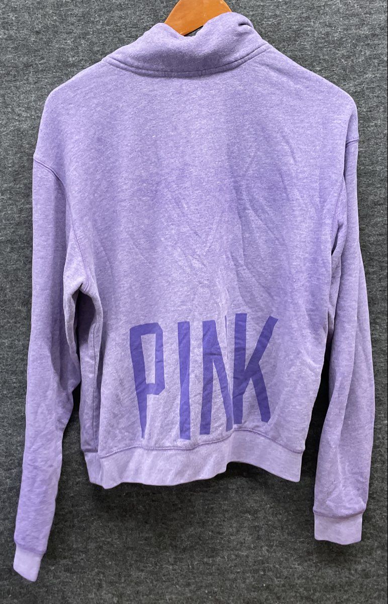 PINK Victoria's Secret Women's Purple Quarter Zip Sweatshirt Logo Sz S