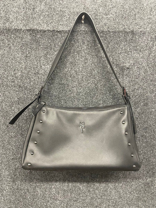 Simply Vera Vera Wang Black Studded Ren Shoulder Bag Handbag Silver Hardware