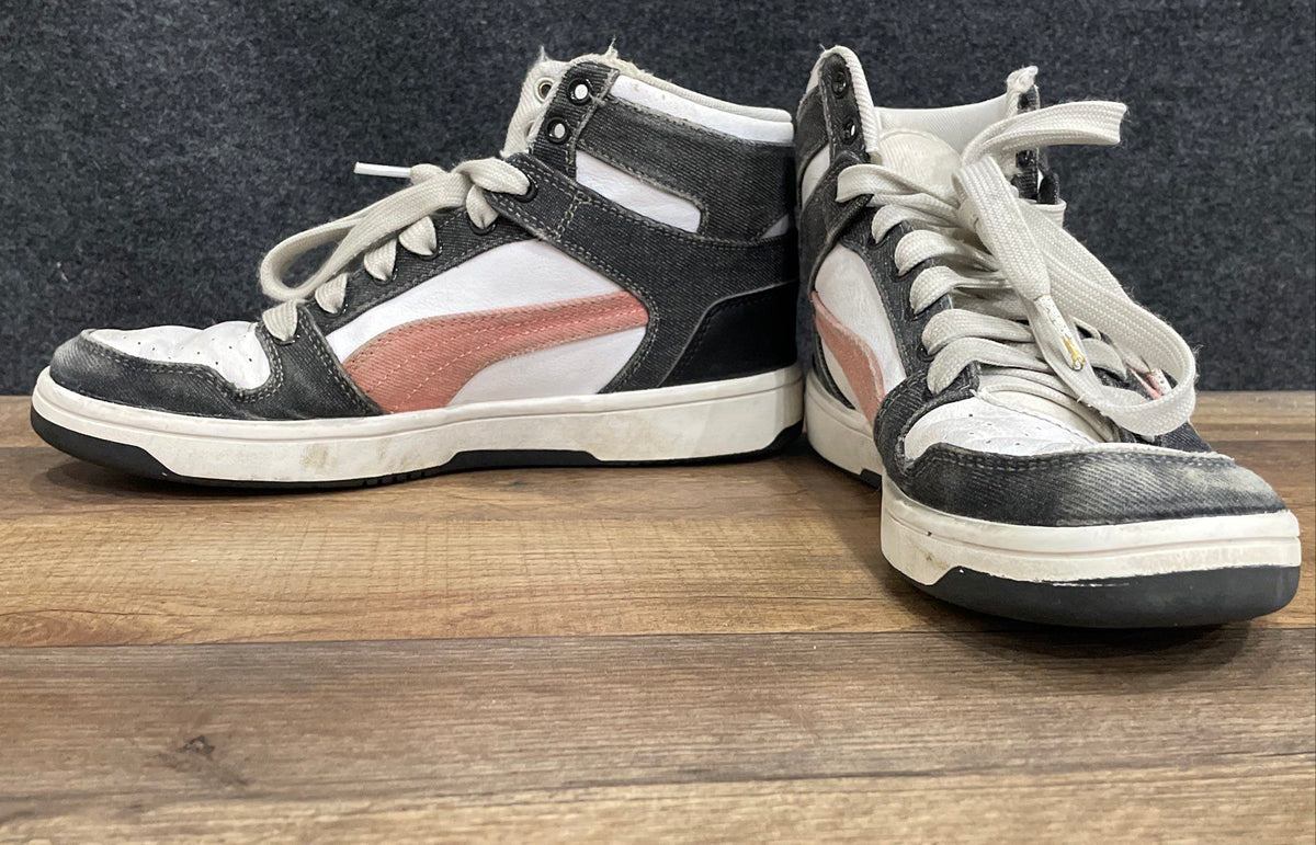 Puma Rebound Joy White Black Pink High Top Sneakers Women's Size 8