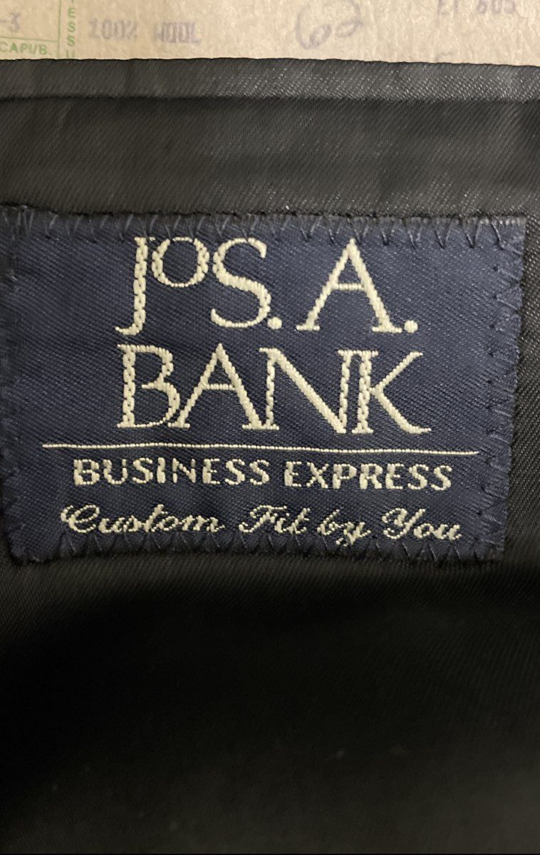 Jos. A. Bank Men's Black 100% Wool Business Express Two Piece Suit 46 Long