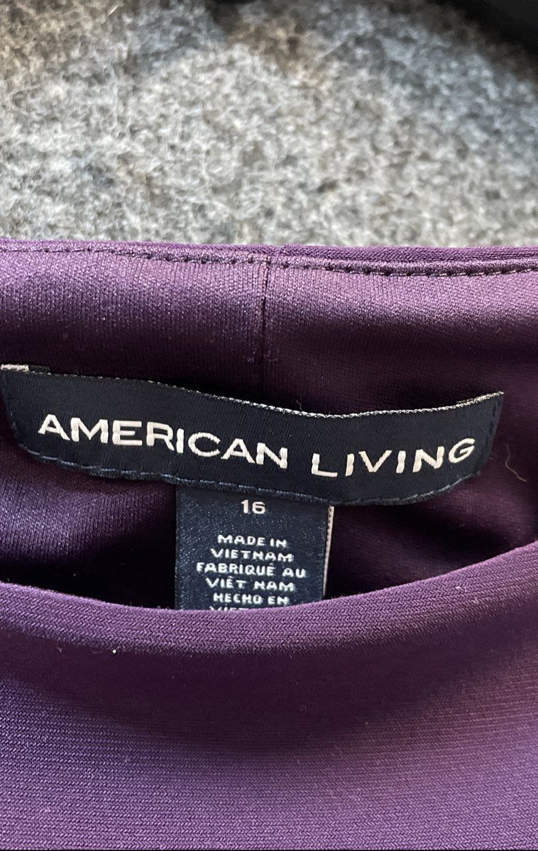 American Living Women's Purple Ruffle Side Satin Trim Dress Sz 16 NWT