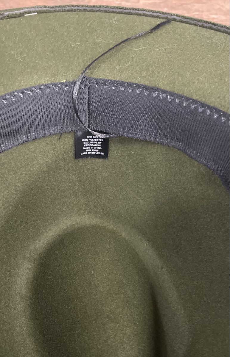 Women's Wide Brim Fedora Hats Lot of 2 Brown Olive Green Polyester Felt Size 57