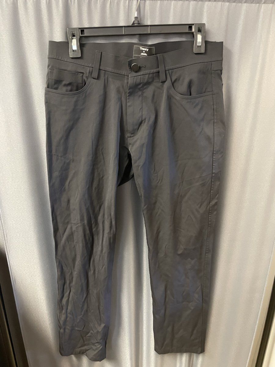 Theory Men's Black Raffi Slim Fit Tech Neoteric Polyamide Pants Size 30